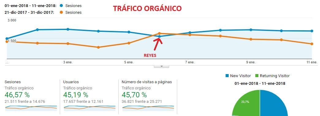 Crecimiento de visitas orgánicas