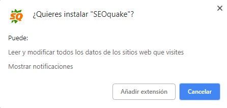 Permisos SEOquake en Chrome