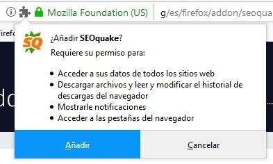 Permisos SEOquake Firefox