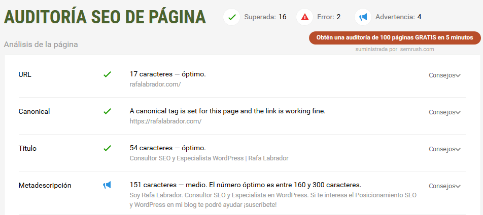 SEOquake auditoría SEO
