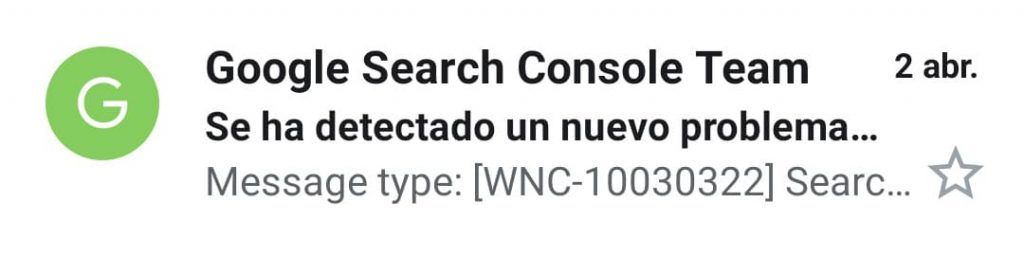 Email de Search Console