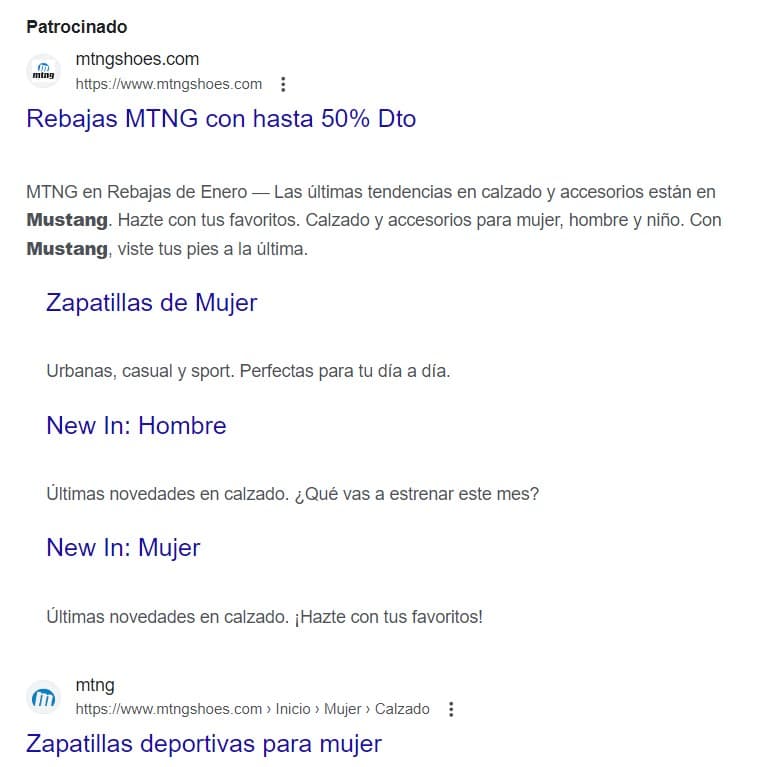 Resultado patrocinado y primer resultado orgánico Resultado patrocinado y primer resultado orgánico