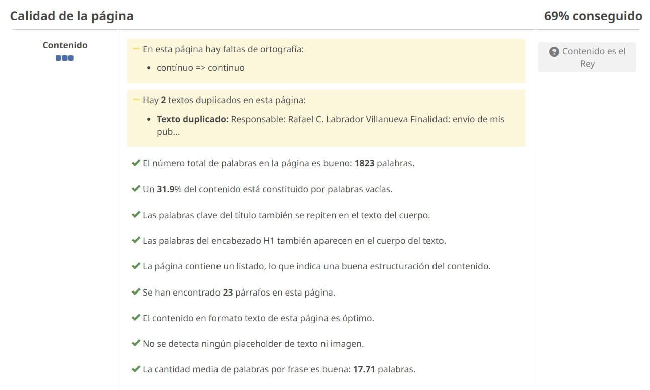 Calidad de página Calidad de página